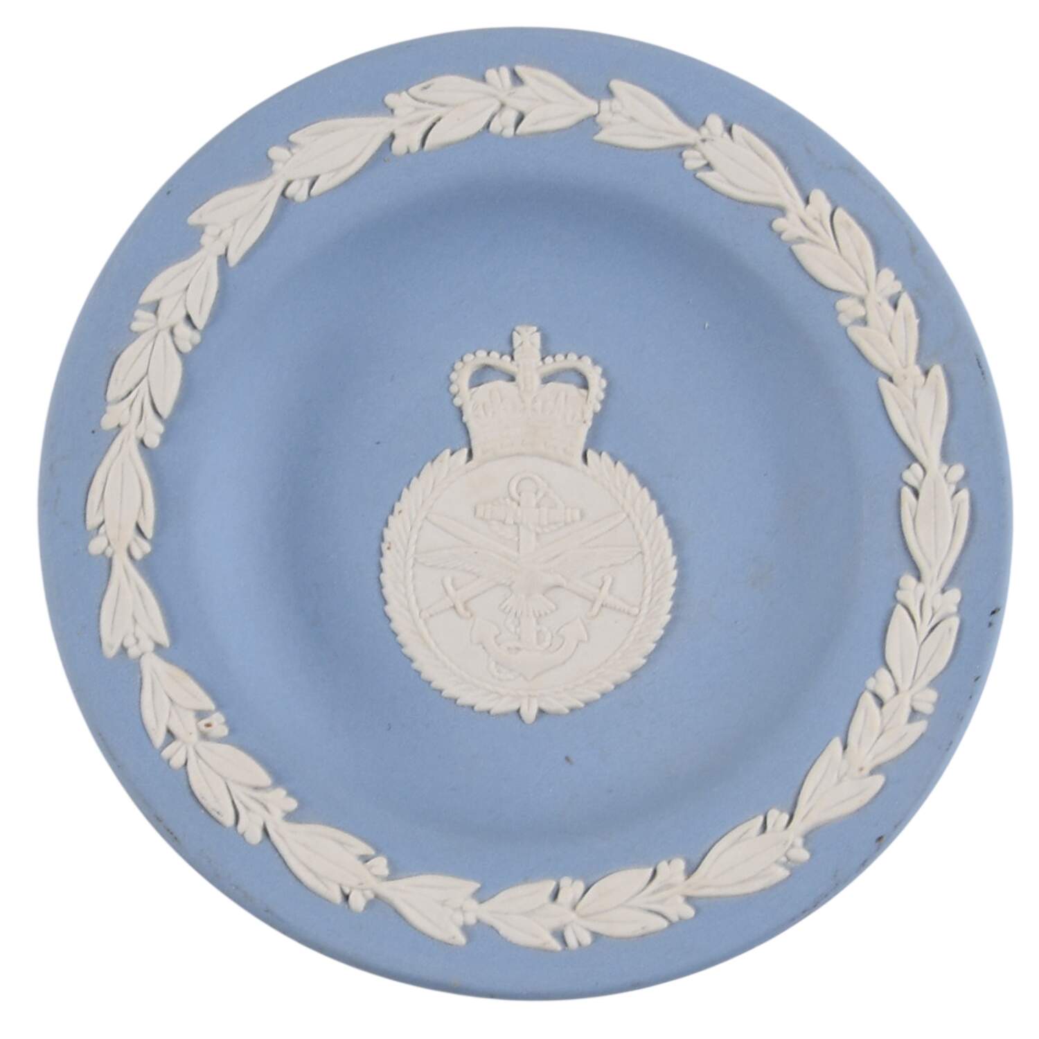 Cream Color on Lavender (Pale Blue) Jasperware 4" Round Tray by Wedgwood-1