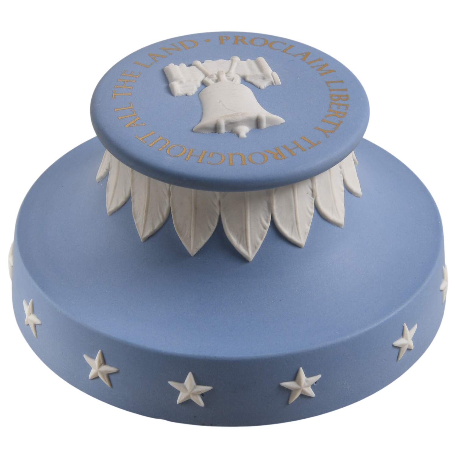 Cream Color on Lavender (Pale Blue) Jasperware Paperweight by Wedgwood-1