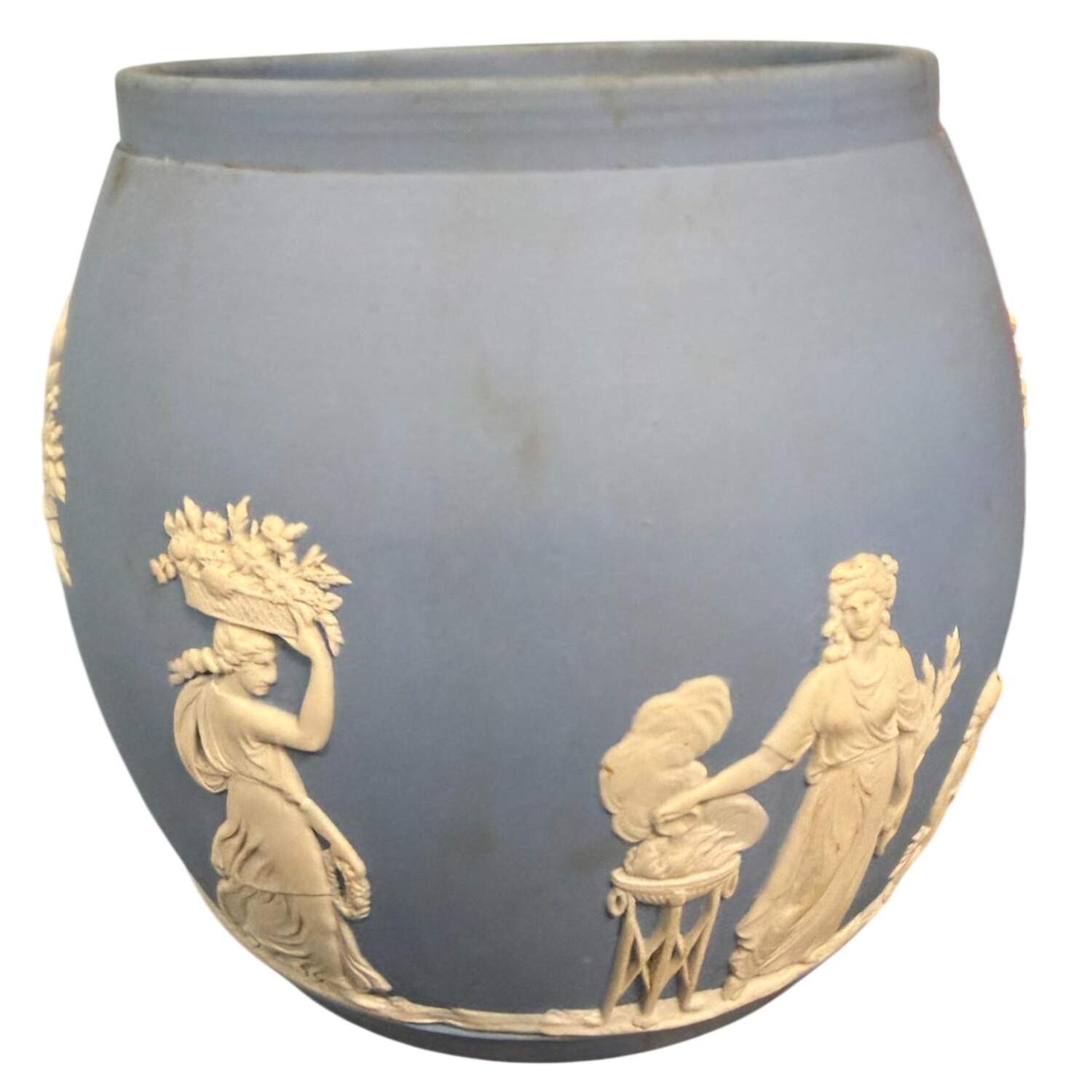 Cream Color on Lavender (Pale Blue) Jasperware 5" Vase by Wedgwood-1