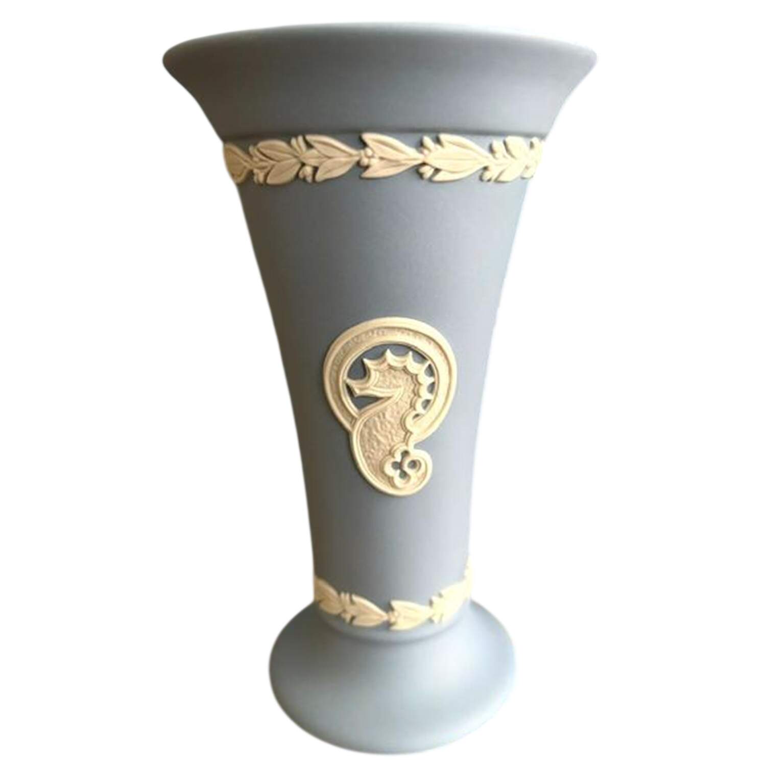 Cream Color on Lavender (Pale Blue) Jasperware 5" Vase by Wedgwood-1