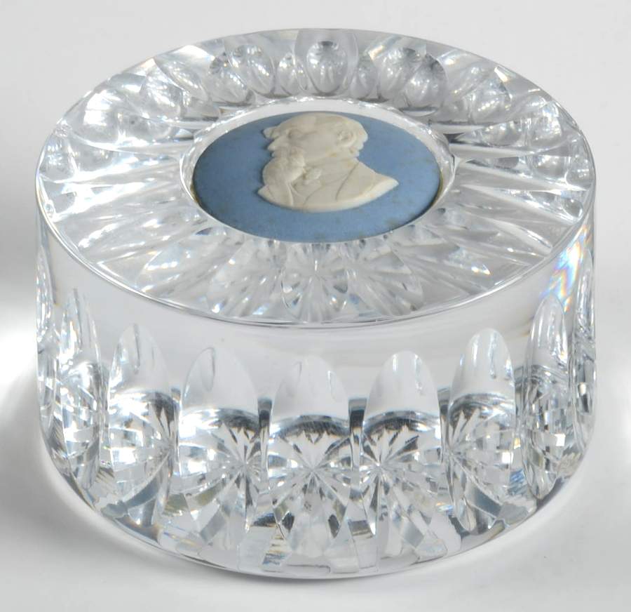 Cream Color on Lavender (Pale Blue) Jasperware Paperweight by Wedgwood-1
