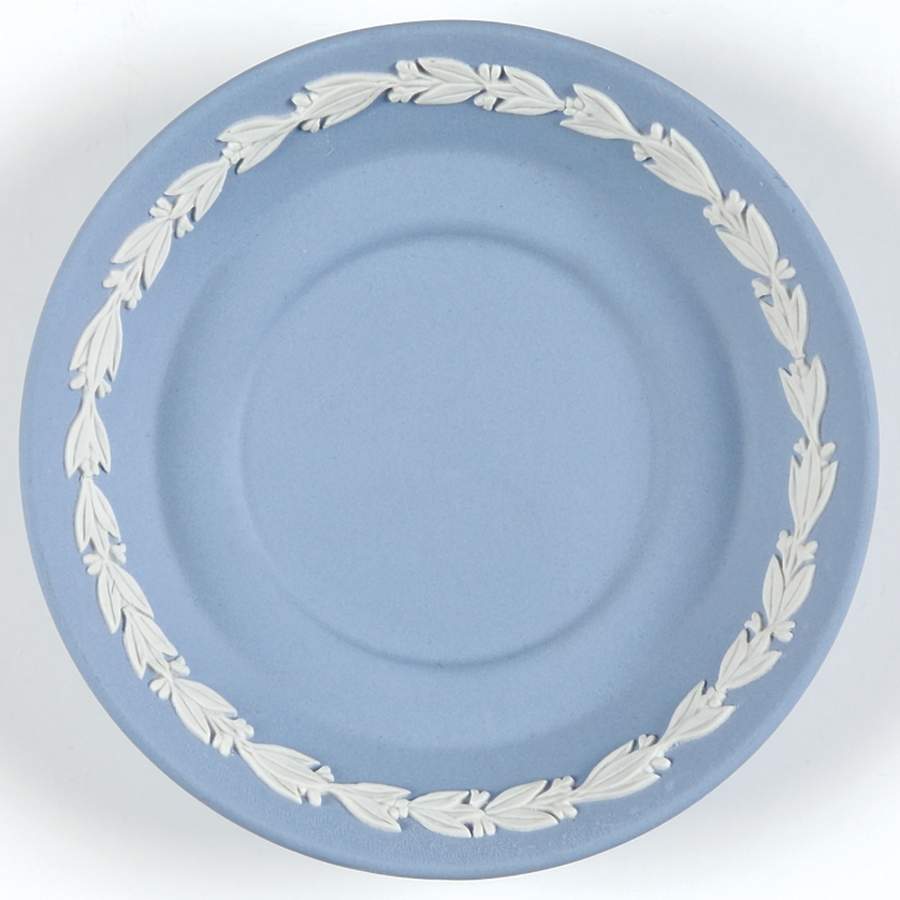 Cream Color on Lavender (Pale Blue) Jasperware Saucer for Flat Demitasse Cup by Wedgwood-1