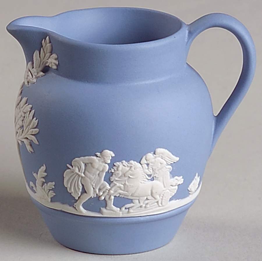 Cream Color on Lavender (Pale Blue) Jasperware Mini Creamer by Wedgwood-1