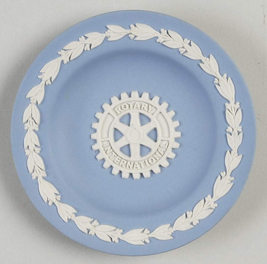 Cream Color on Lavender (Pale Blue) Jasperware 4" Round Tray by Wedgwood-1