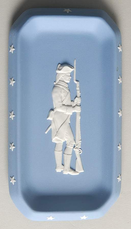 Cream Color on Lavender (Pale Blue) Jasperware 6" Oblong Tray by Wedgwood-1