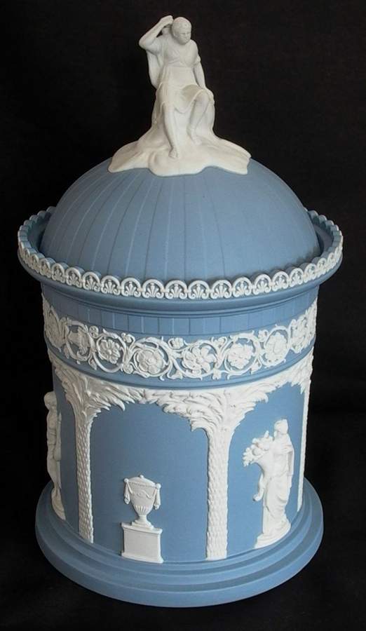 Cream Color on Lavender (Pale Blue) Jasperware Humidor by Wedgwood-1