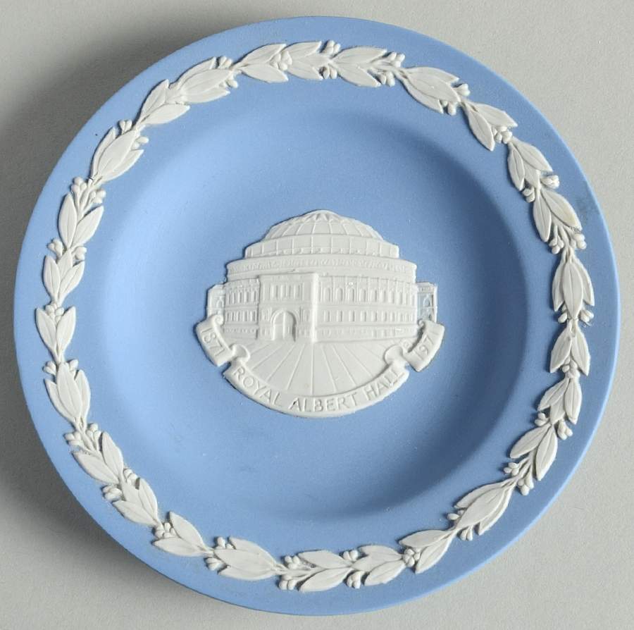 Cream Color on Lavender (Pale Blue) Jasperware 4" Round Tray by Wedgwood-1