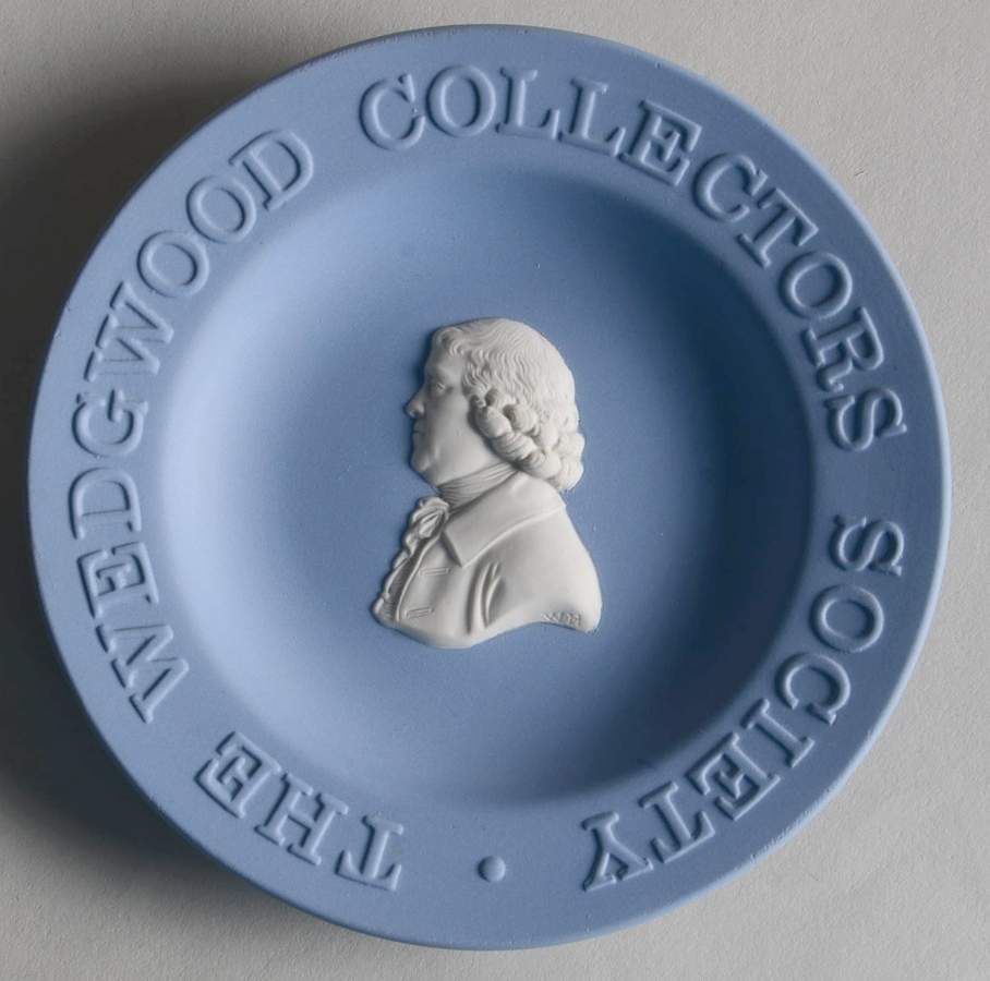 Cream Color on Lavender (Pale Blue) Jasperware Round Personality Tray by Wedgwood-1
