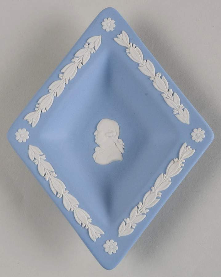Cream Color on Lavender (Pale Blue) Jasperware Diamond Shape Tray by Wedgwood-1