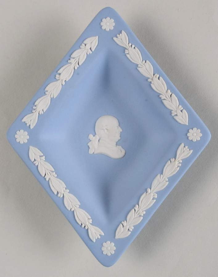 Cream Color on Lavender (Pale Blue) Jasperware Diamond Shape Tray by Wedgwood-1
