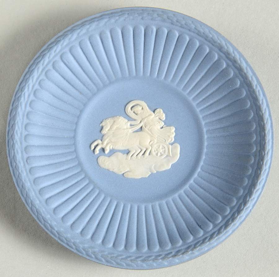 Cream Color on Lavender (Pale Blue) Jasperware Round Fluted Compotier by Wedgwood-1