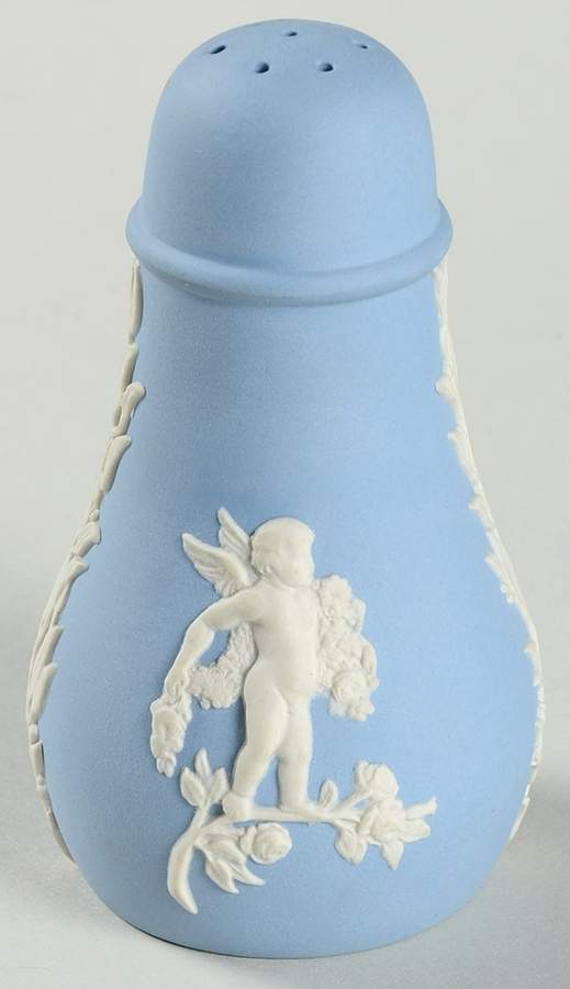 Cream Color on Lavender (Pale Blue) Jasperware Pepper Shaker by Wedgwood-1