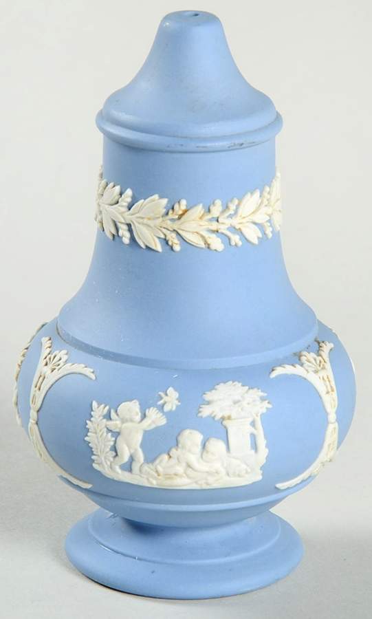 Cream Color on Lavender (Pale Blue) Jasperware Salt Shaker by Wedgwood-1