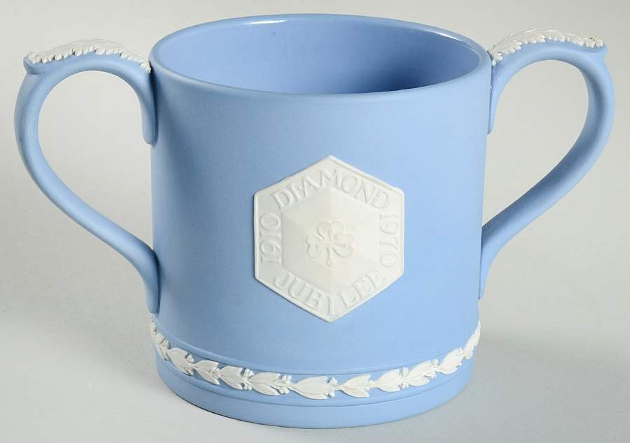 Cream Color on Lavender (Pale Blue) Jasperware Loving Cup by Wedgwood-1
