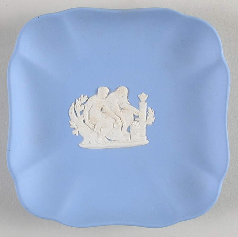 Cream Color on Lavender (Pale Blue) Jasperware Square Tray by Wedgwood-1