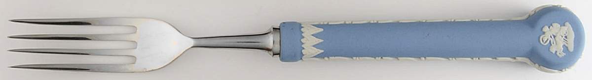 Cream Color on Lavender (Pale Blue) Jasperware Dinner Fork (7 3/8" or Smaller) by Wedgwood-1