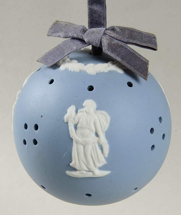 Cream Color on Lavender (Pale Blue) Jasperware Pommander by Wedgwood-1