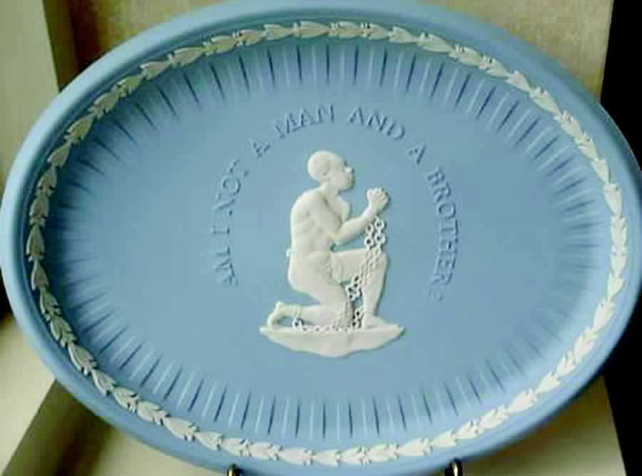Cream Color on Lavender (Pale Blue) Jasperware 10" Oval Tray by Wedgwood-1
