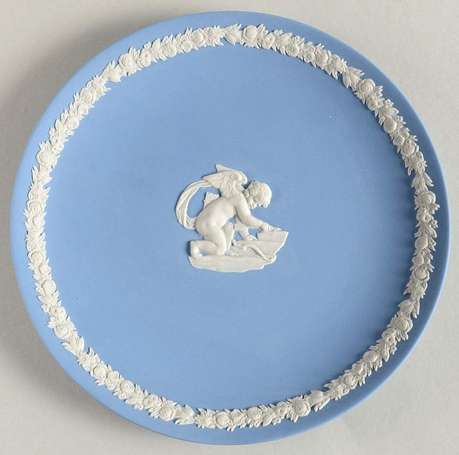 Cream Color on Lavender (Pale Blue) Jasperware Collector Plate by Wedgwood-1
