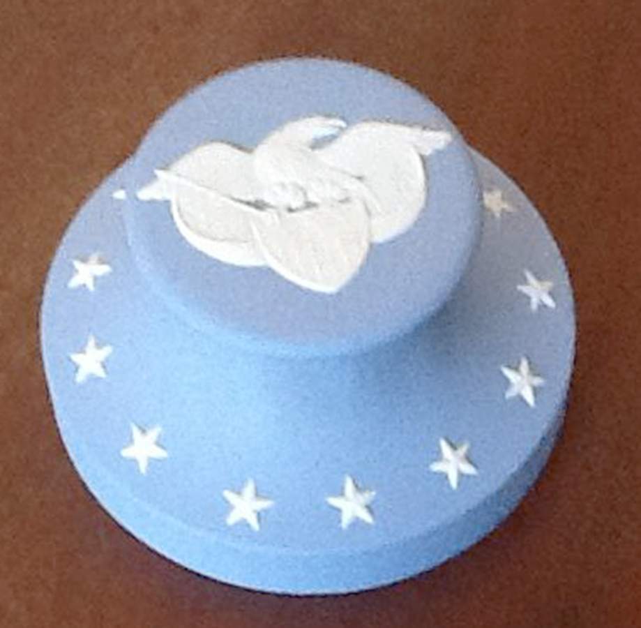Cream Color on Lavender (Pale Blue) Jasperware Paperweight by Wedgwood-1