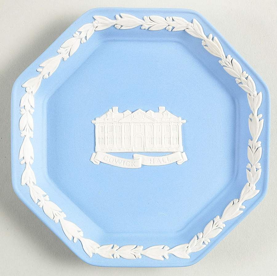 Cream Color on Lavender (Pale Blue) Jasperware 4" Octagonal Tray by Wedgwood-1