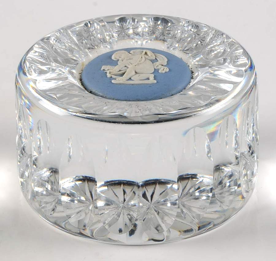 Cream Color on Lavender (Pale Blue) Jasperware Paperweight by Wedgwood-1