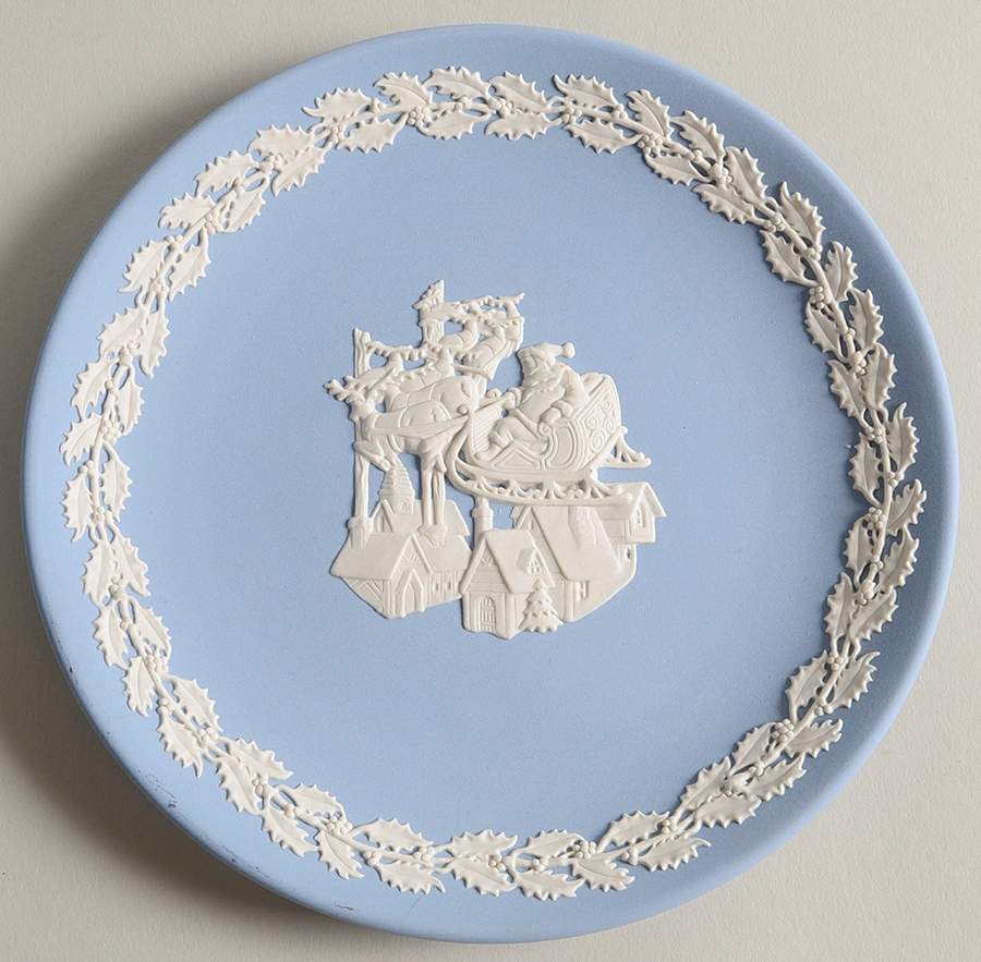 Cream Color on Lavender (Pale Blue) Jasperware Collector Plate by Wedgwood-1