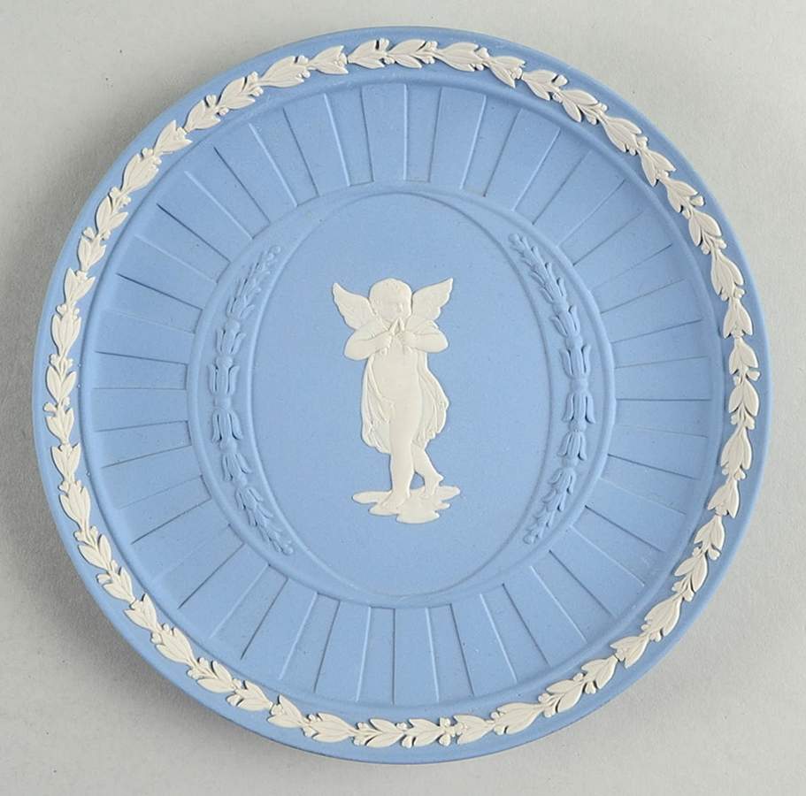 Cream Color on Lavender (Pale Blue) Jasperware Pallas Plate by Wedgwood-1
