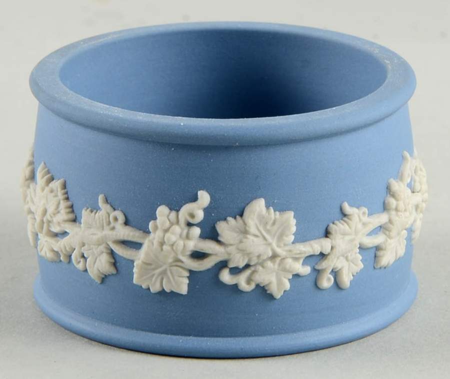 Cream Color on Lavender (Pale Blue) Jasperware Napkin Ring by Wedgwood-1