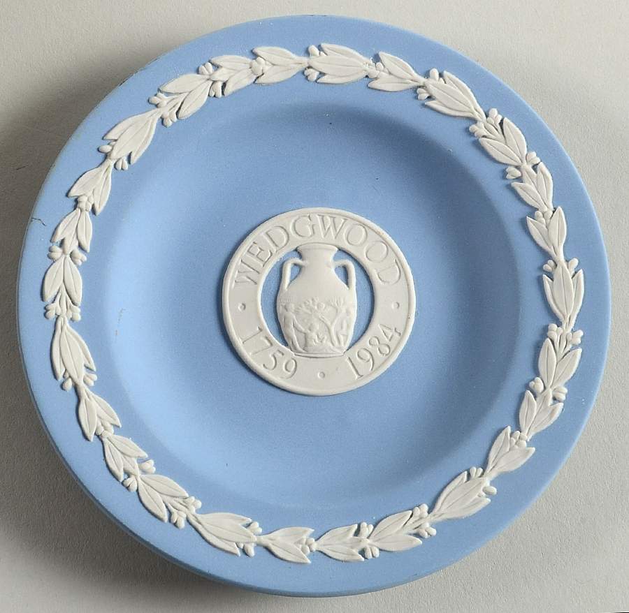 Cream Color on Lavender (Pale Blue) Jasperware 4" Round Anniversary Tray by Wedgwood-1