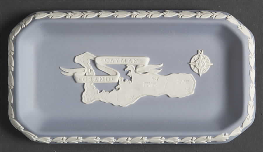 Cream Color on Lavender (Pale Blue) Jasperware 6" Oblong Tray by Wedgwood-1