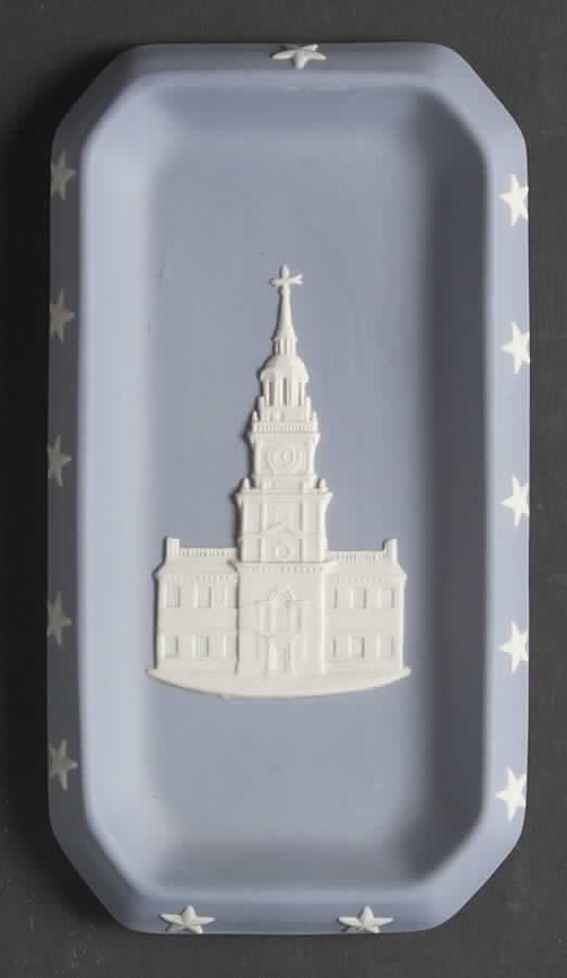 Cream Color on Lavender (Pale Blue) Jasperware 6" Oblong Tray by Wedgwood-1