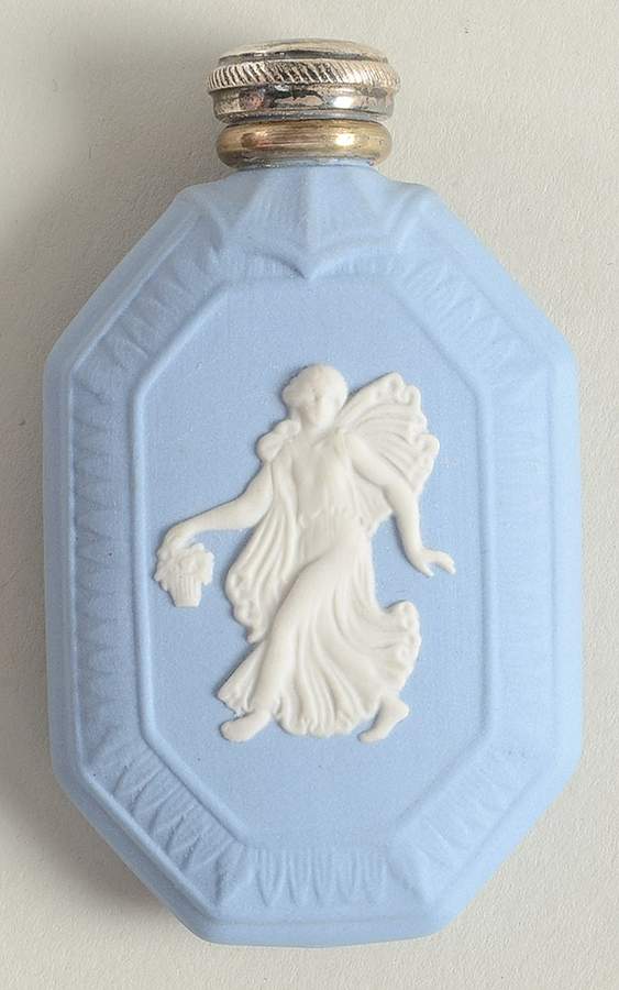 Cream Color on Lavender (Pale Blue) Jasperware Mini Perfume No Stopper by Wedgwood-1