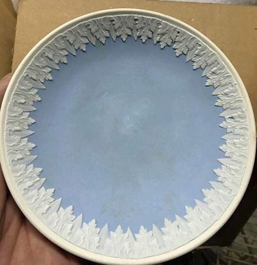 Cream Color on Lavender (Pale Blue) Jasperware Saucer for Footed Cup by Wedgwood-1