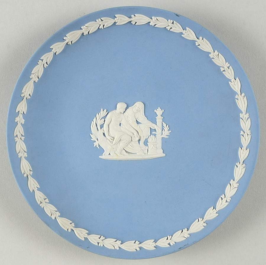 Cream Color on Lavender (Pale Blue) Jasperware Collector Plate by Wedgwood-1