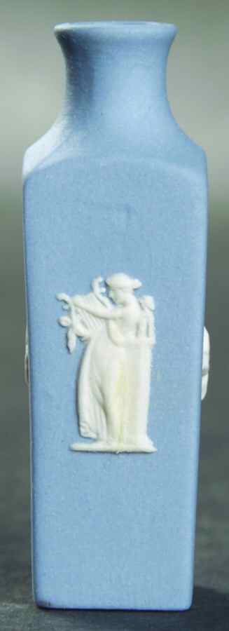 Cream Color on Lavender (Pale Blue) Jasperware Miniature Bud Vase by Wedgwood-1
