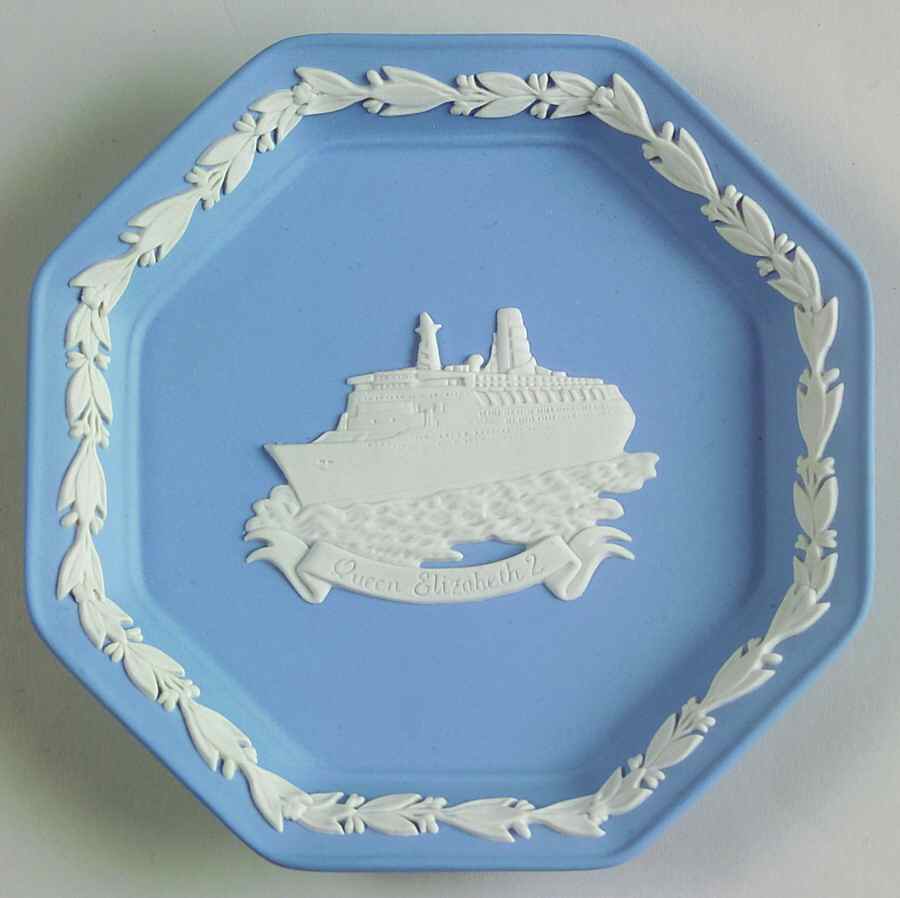 Cream Color on Lavender (Pale Blue) Jasperware Octagonal Tray by Wedgwood-1