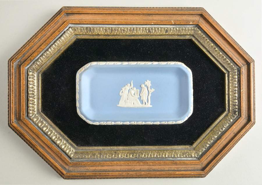 Cream Color on Lavender (Pale Blue) Jasperware Framed Plaque by Wedgwood-1