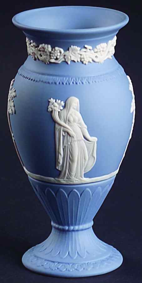 Cream Color on Lavender (Pale Blue) Jasperware Terpsichore Vase by Wedgwood-1
