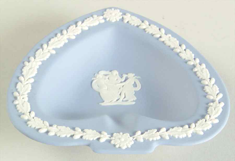 Cream Color on Lavender (Pale Blue) Jasperware Spade Shaped Tray by Wedgwood-1