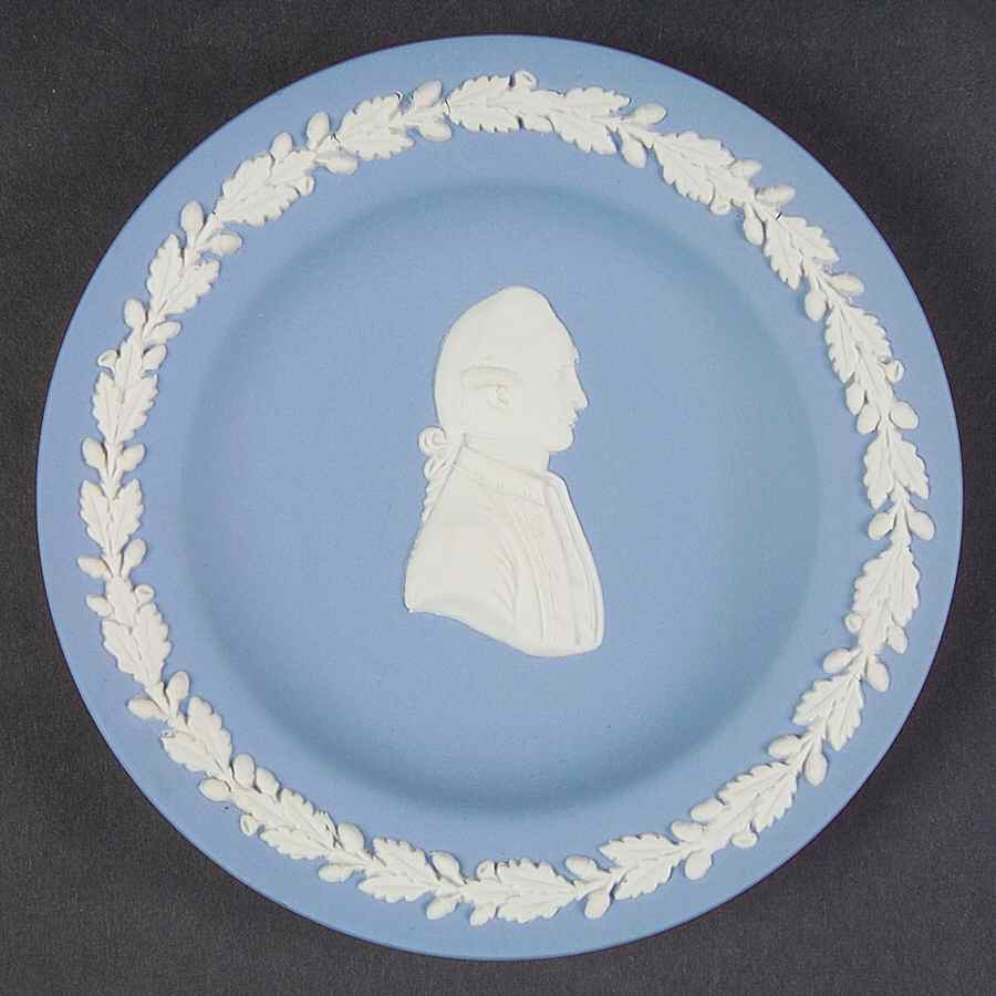 Cream Color on Lavender (Pale Blue) Jasperware Round Personality Tray by Wedgwood-1