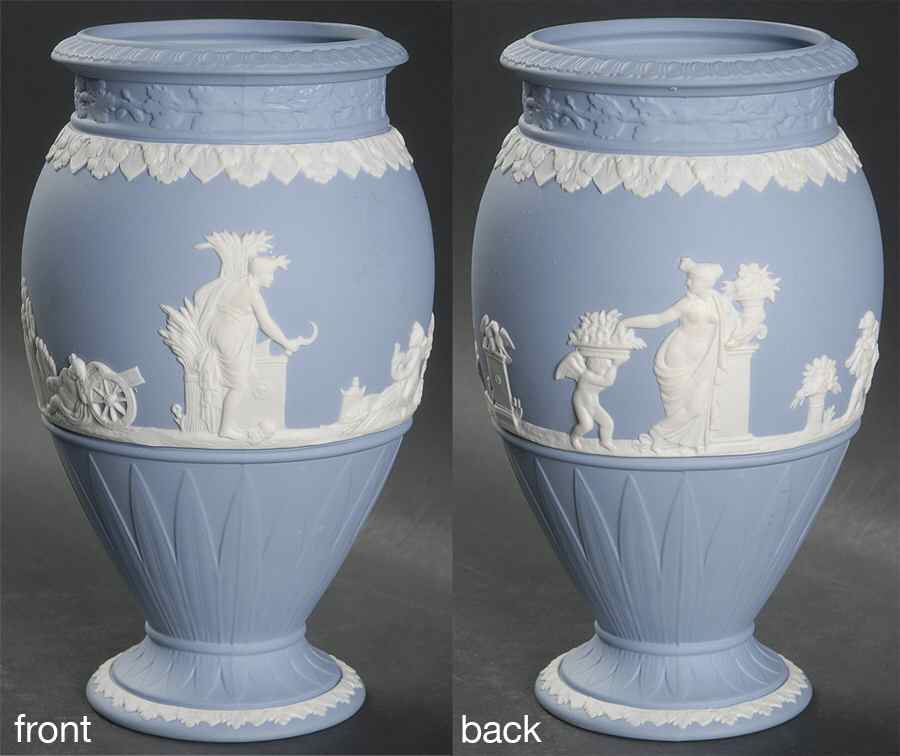 Cream Color on Lavender (Pale Blue) Jasperware Vase-Bountiful by Wedgwood-1