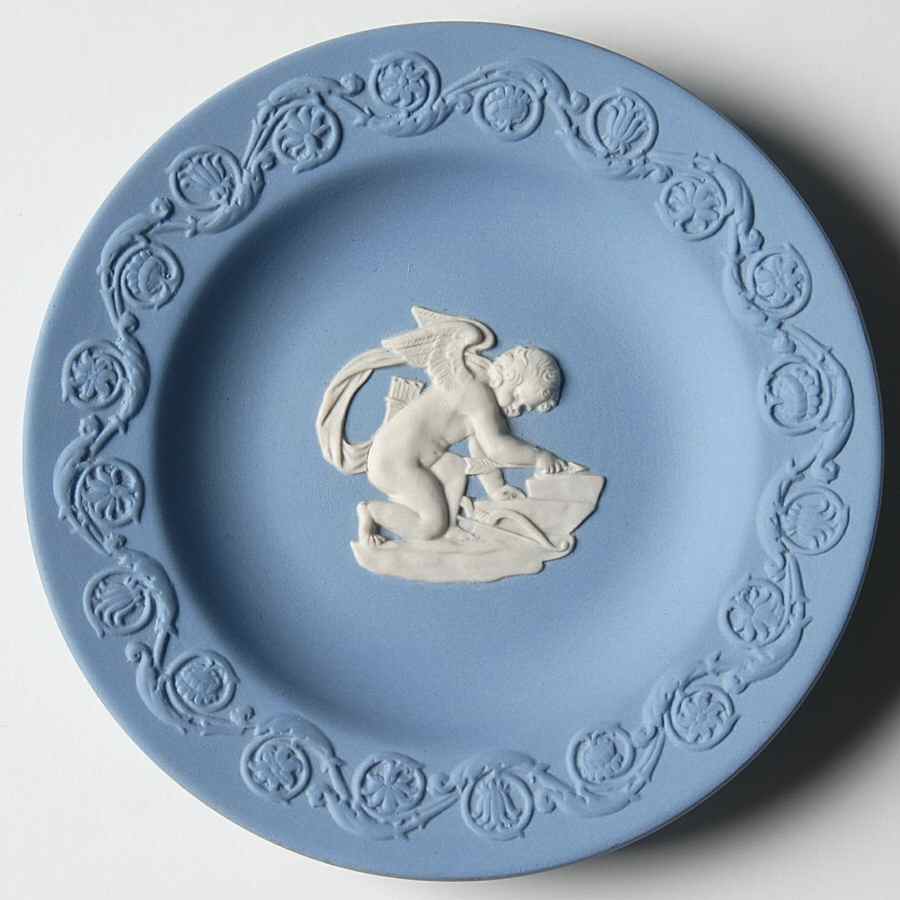 Cream Color on Lavender (Pale Blue) Jasperware Patrician Tray by Wedgwood-1