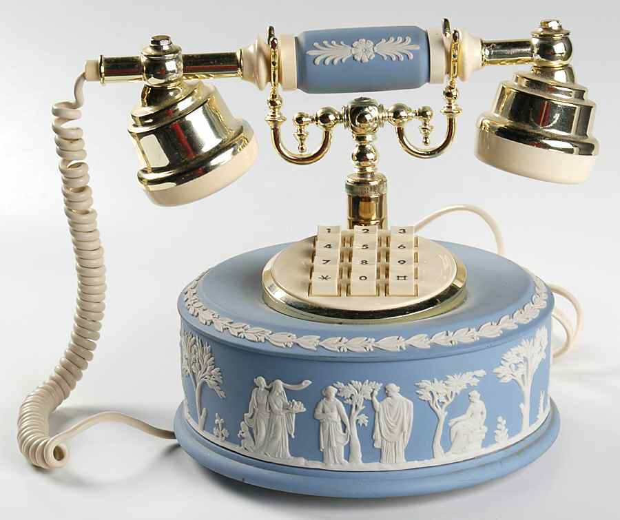 Cream Color on Lavender (Pale Blue) Jasperware Telephone by Wedgwood-1