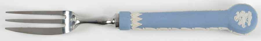 Cream Color on Lavender (Pale Blue) Jasperware Dessert Fork by Wedgwood-1