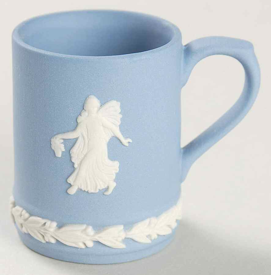 Cream Color on Lavender (Pale Blue) Jasperware Miniature Tankard by Wedgwood-1
