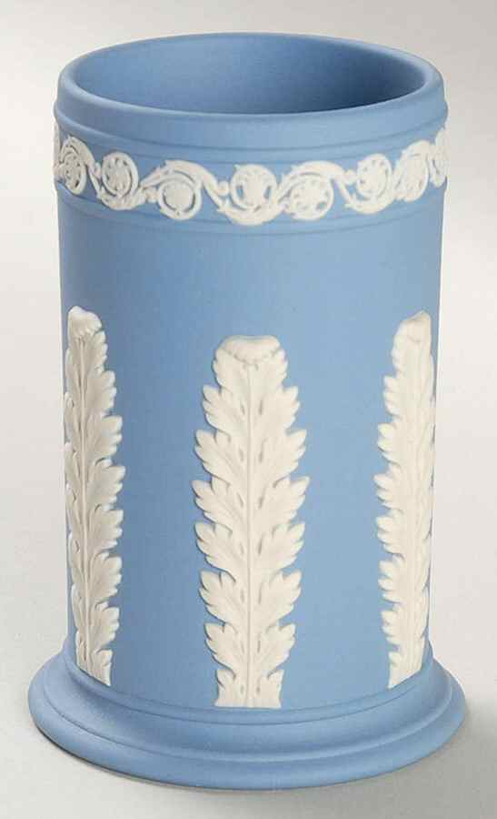 Cream Color on Lavender (Pale Blue) Jasperware 4" Spill Vase by Wedgwood-1