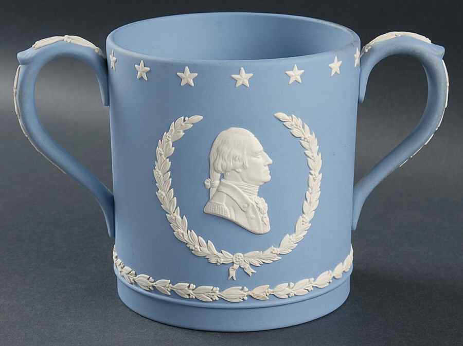 Cream Color on Lavender (Pale Blue) Jasperware Loving Mug by Wedgwood-1