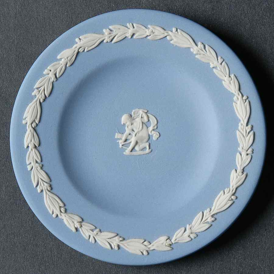 Cream Color on Lavender (Pale Blue) Jasperware Miniature Plate by Wedgwood-1