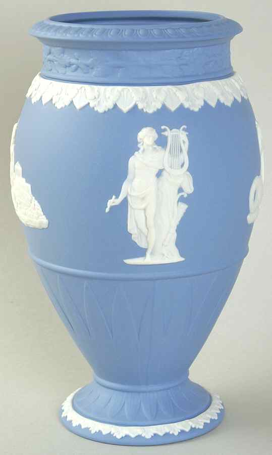 Cream Color on Lavender (Pale Blue) Jasperware Bountiful Vase by Wedgwood-1